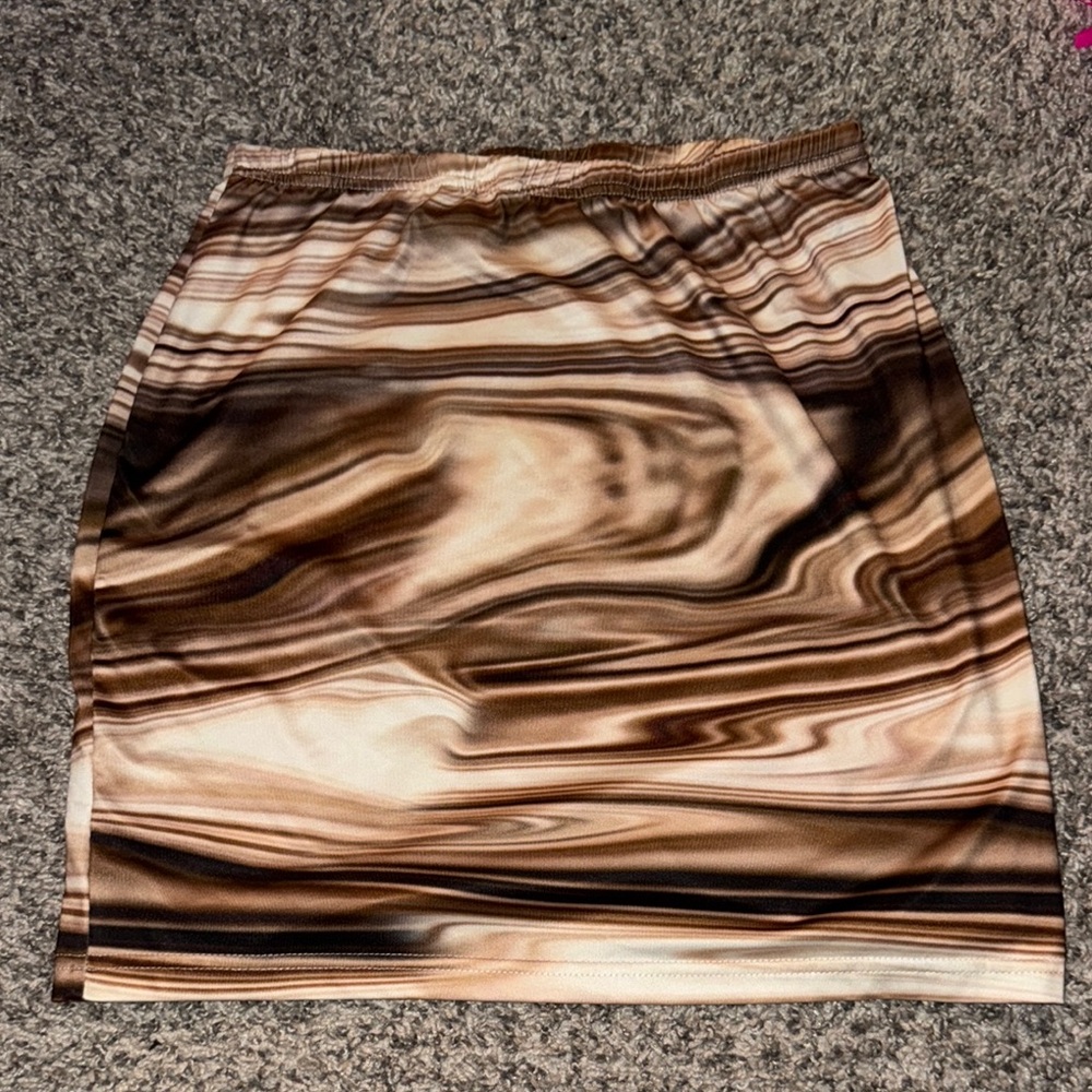 Elegant Brown Marble Skirt